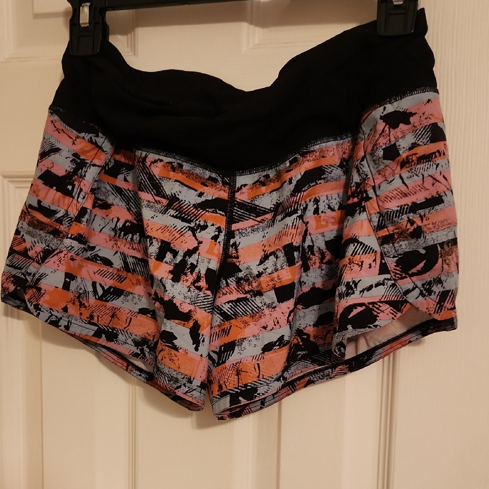 Lululemon Athletica Black and Orange Patterned Shorts
